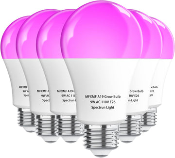 6 Pack LED Indoor Plant Grow Light Bulb A19 Bulb, Full Spectrum Plant Light Bulb, 9W E26 Grow Bulb Replace up to