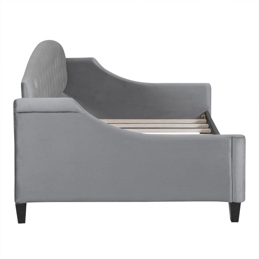Twin Daybed, Twin Size Luxury Tufted Button Daybed, Upholstered Twin Daybed Frame, Sofa Bed Living Room, Grey