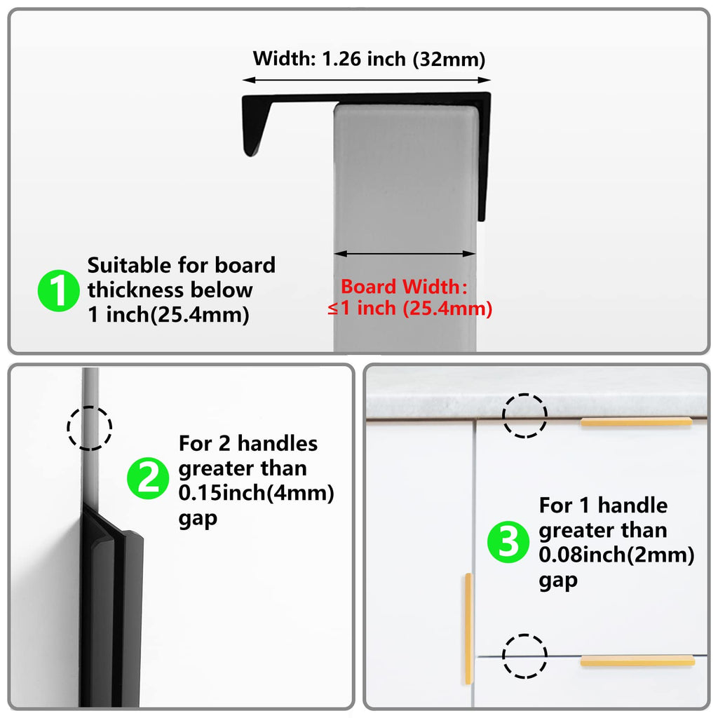 10 Pack Black Cabinet Handles Modern Finger Edge Pulls for Cabinets