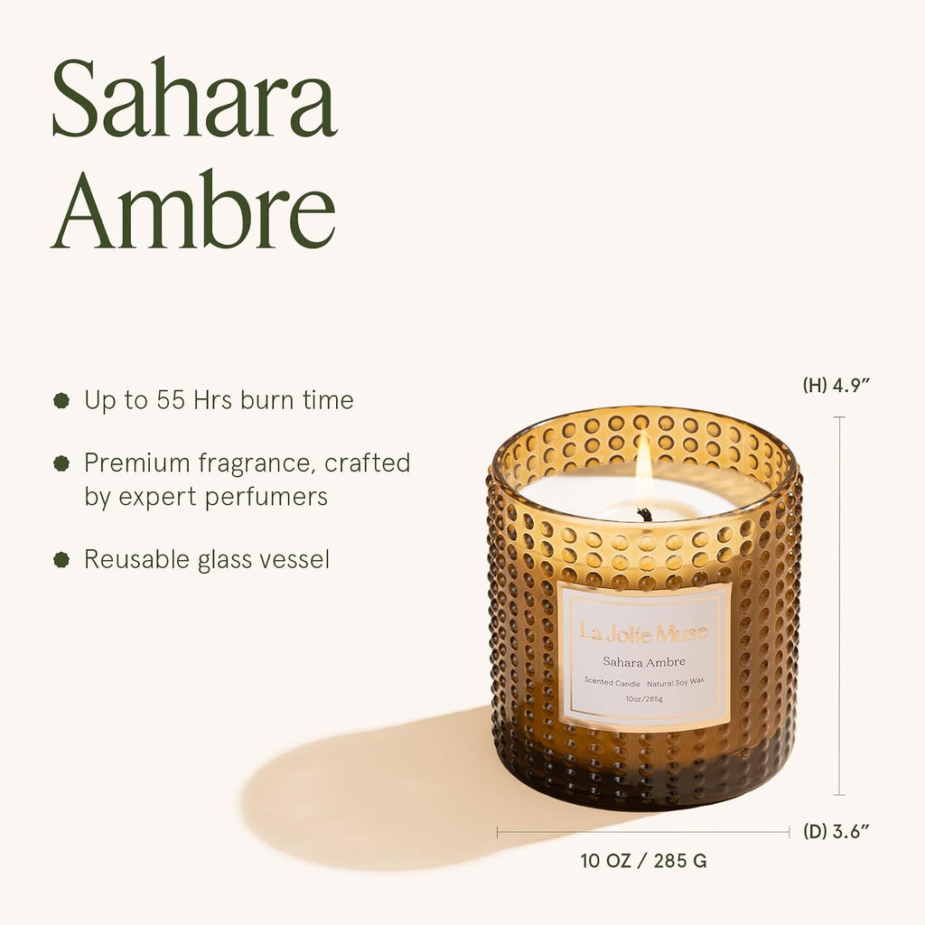 Sahara Amber Scented Candles, Natural Soy Wax 55 Hrs - Set of 10
