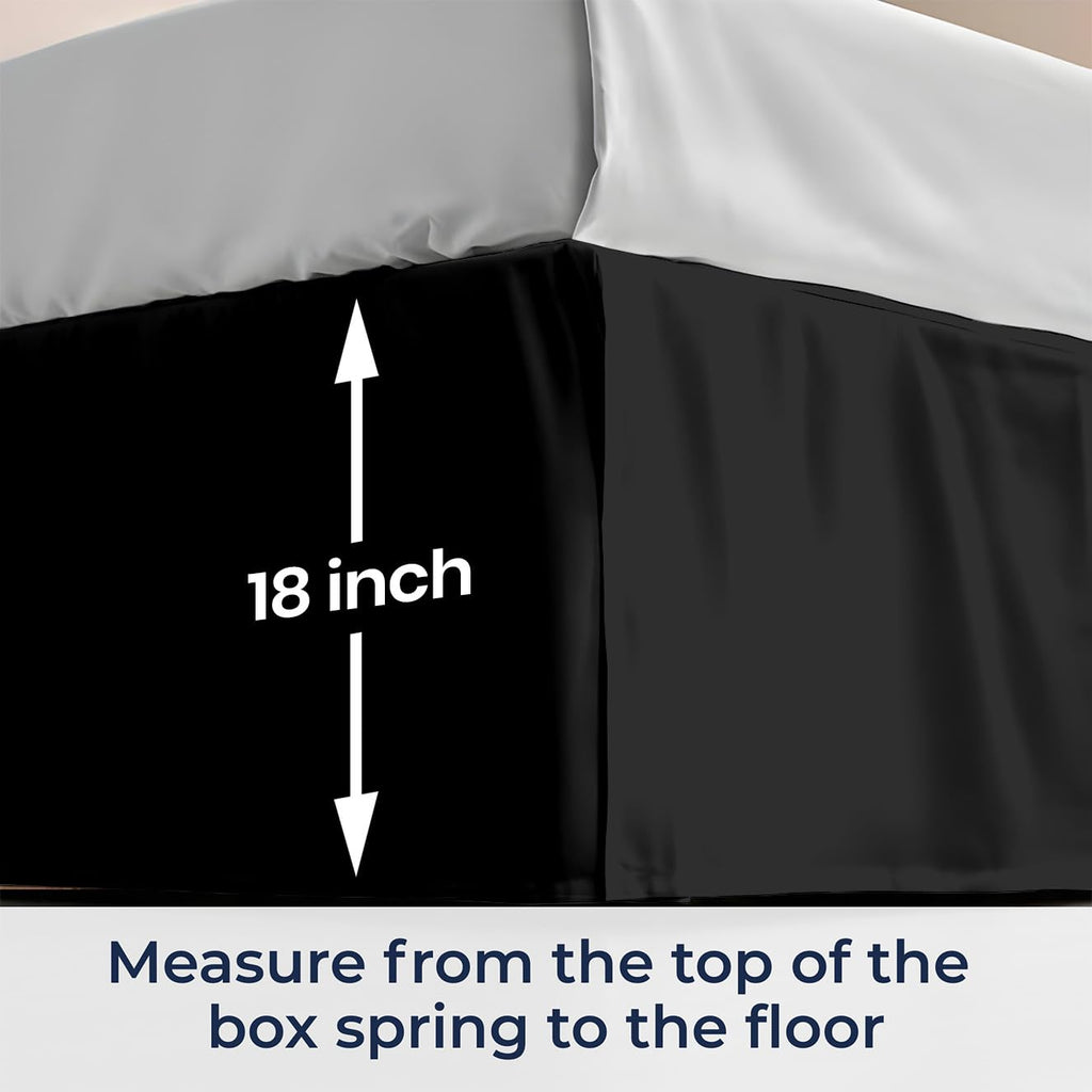 18 inch Drop Bed Skirt - Platform Style with Secure Fit, Classic Tailored Look, Elegant Pleated Style Dust