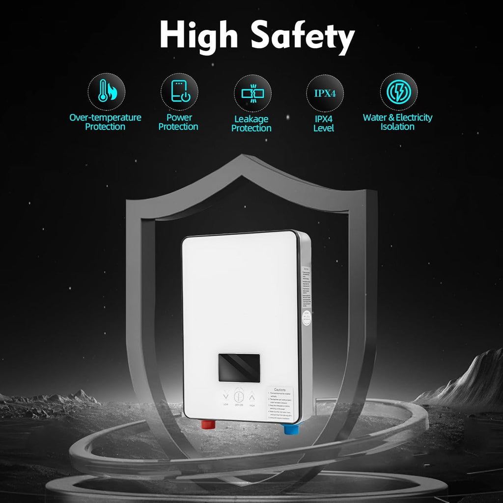 Tankless Electric Hot Water Heater, 4500W 110V Instant Water Heater On Demand 86-131°F Shower Heaters w/LED Screen