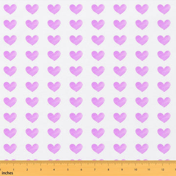 Purple White Fabric by The Yard Soft Polyester, Cute Heart Pattern DIY Art Waterproof Fabric, Woman Girls Valentine Day