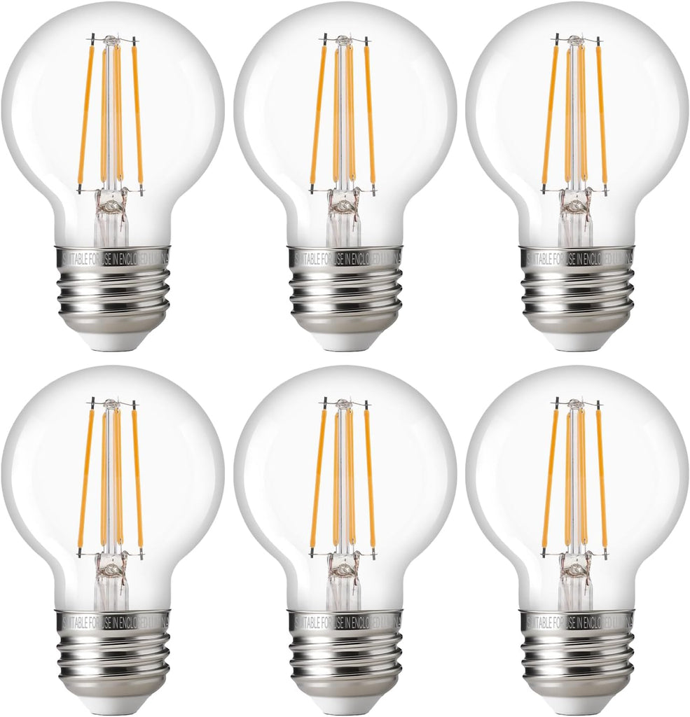 60W Equivalent LED Globe Candelabra Bulbs, Dimmable G16.5 LED E26 Chandelier Light Bulbs, 500LM, CRI82, 4W, AC 120V