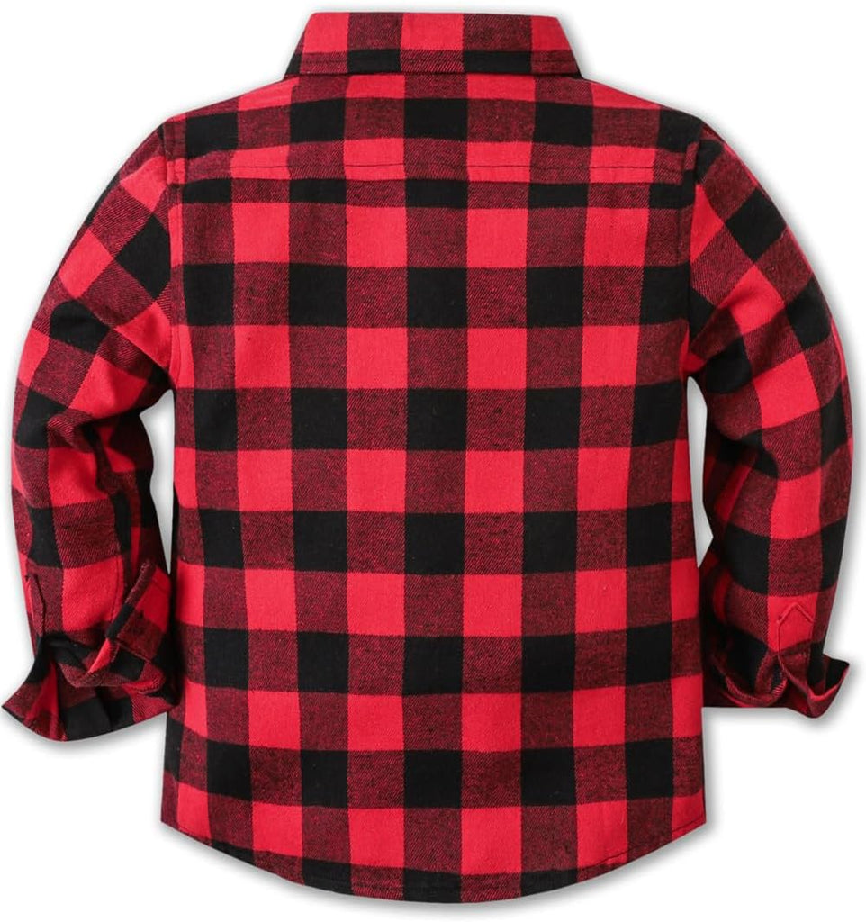 Boys Long Sleeve Flannel Plaid Shirt Button Down Shirts