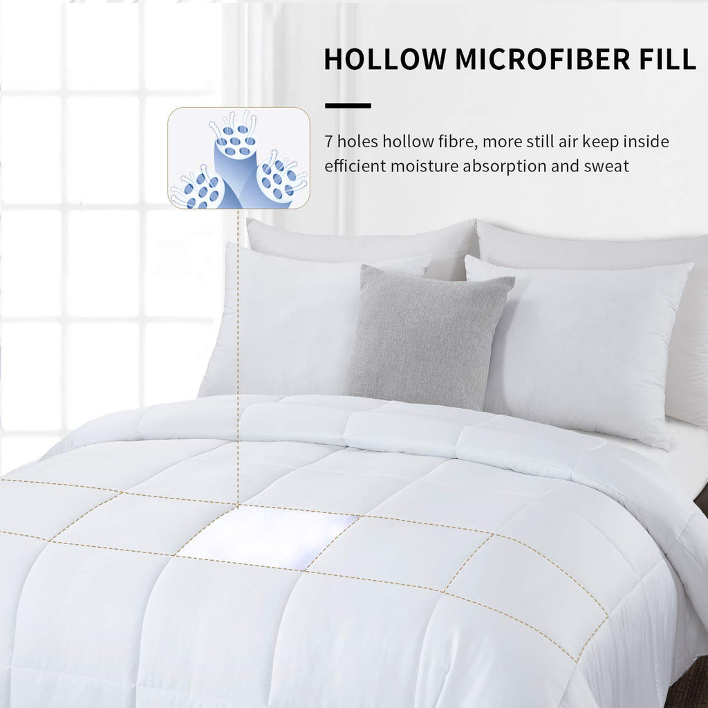 Lightweight Cooling Comforter Twin Size, 100% Viscose Derived from Bamboo Shell Down Alternative Duvet Insert, White