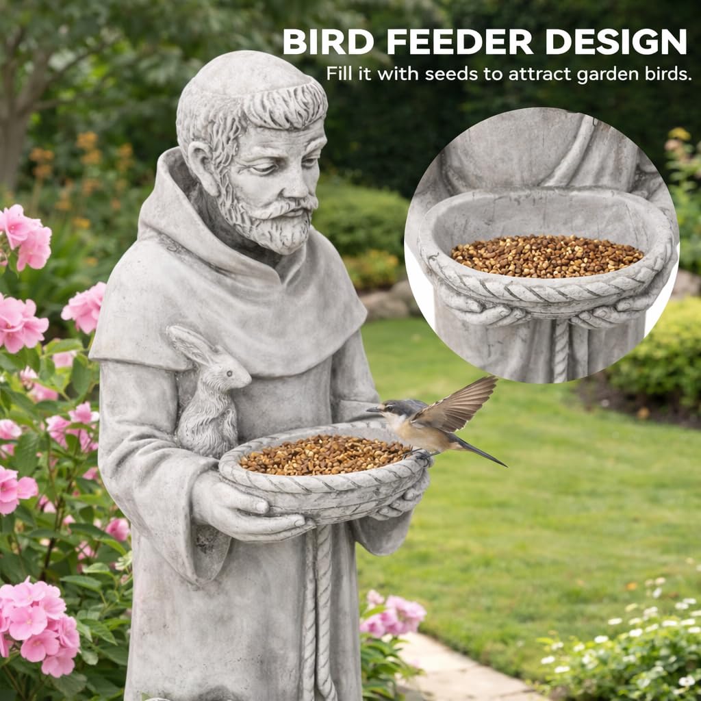 36.2" St Francis Garden Statue, Outdoor Catholic Sculpture