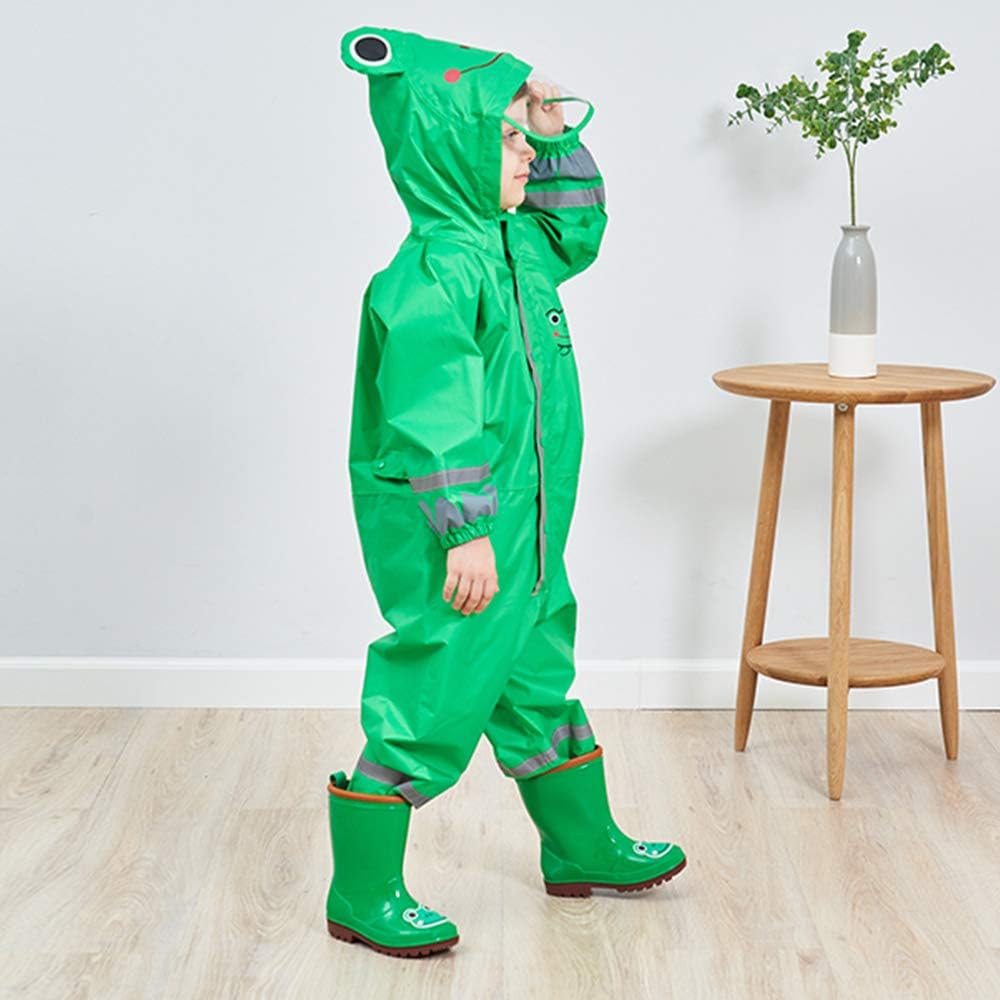 Toddler Rain Suit, Kids Muddy Play Buddies One Piece Hoodie Rain Jacket Coat Poncho Gear Coverall Baby Girl Boy
