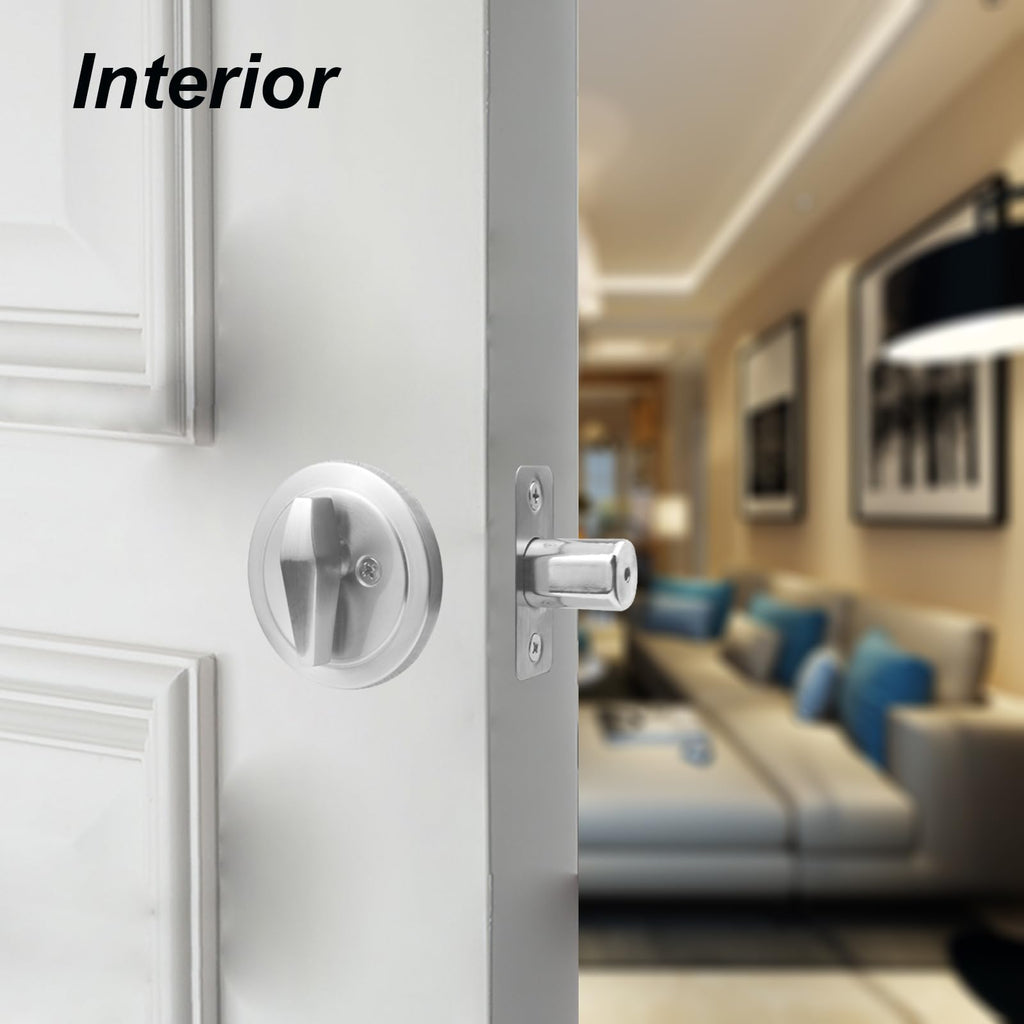 1 Side Keyed-Alike Deadbolt Lock, Single Cylinder Dead Bolt, Satin Nickel Round Exterior Keyed Front Entry Inside Door
