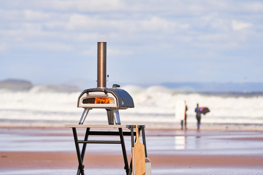 Portable Folding Table, Silver, Stainless Steel Work Surface, Outdoor Kitchen Table, Pizza Oven Stand, 22.64'' x