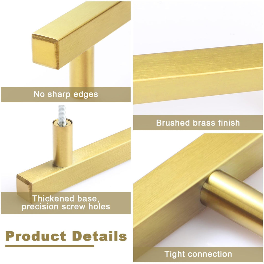 30 Pack Brushed Brass Cabinet Handles 3 Inch Gold Cabinet Pulls Modern Square Drawer Pulls Brass Gold Dresser Pulls