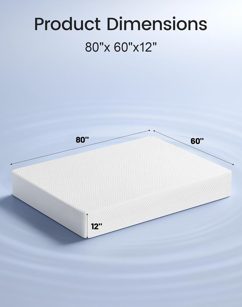 Queen Mattress 12 Inch Firm Memory Foam Mattress in a Box for Back Pain | Premier High Density Foam Bed Mattress with