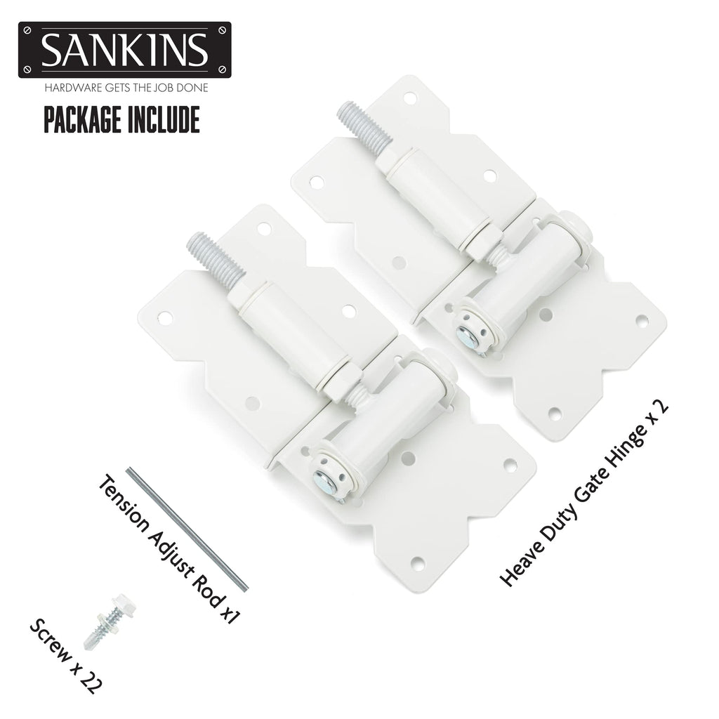 Self Closing Gate Hinges Heavy Duty Hardware Hinges for Wooden/Vinyl/PVC Fences, 90 Degree Adjustable Gate Hinge with
