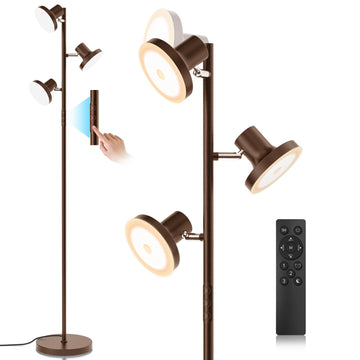 36W LED Tree Floor Lamp, Modern Dimmable Standing Lamp with Remote & Touch Control, 4 Color Temperatures, 3 Rotatable