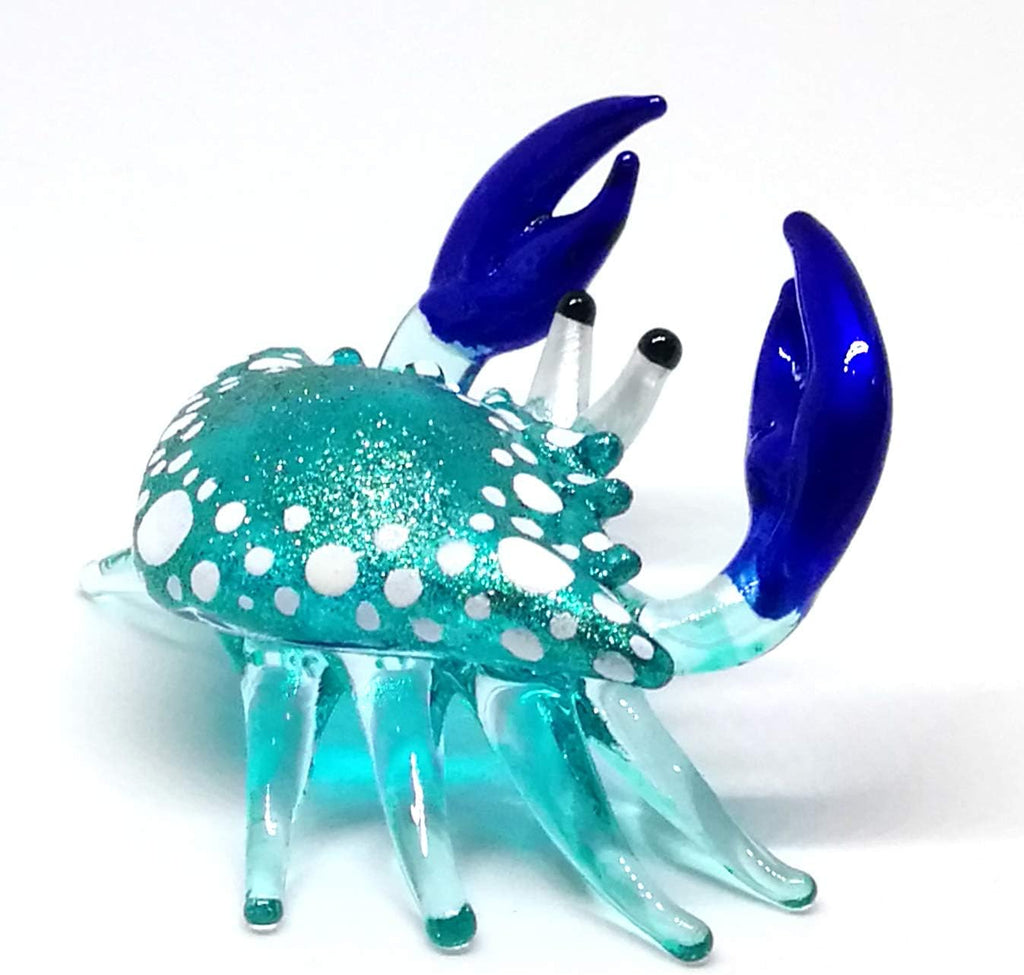 Blown Glass Blue Crab Figurine Miniature Ornament Aquarium Marine Collection