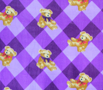 Polar Fleece Fabric Prints *Teddy Purple Checkers* / 60" Wide/Sold by The Yard