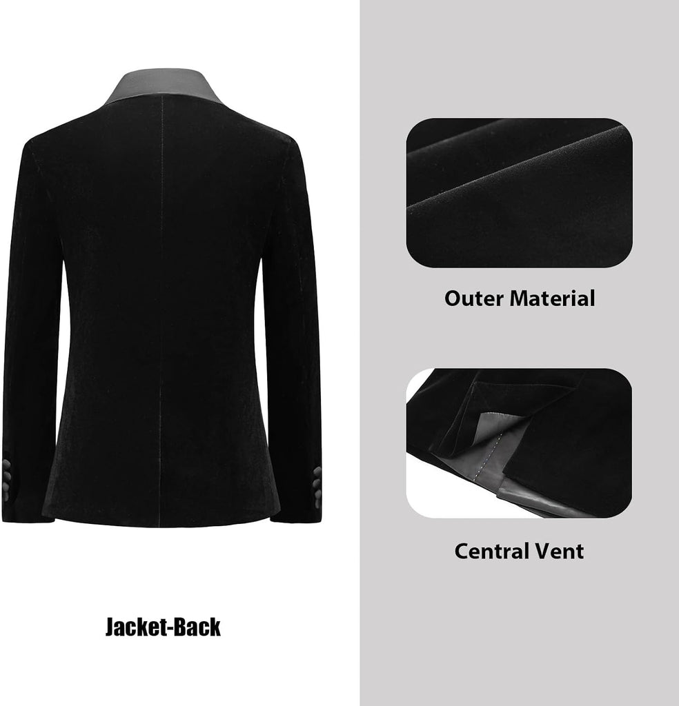 Boys Velvet Tuxedo Suit Double Breasted Formal 3 Piece Kid Suit Set