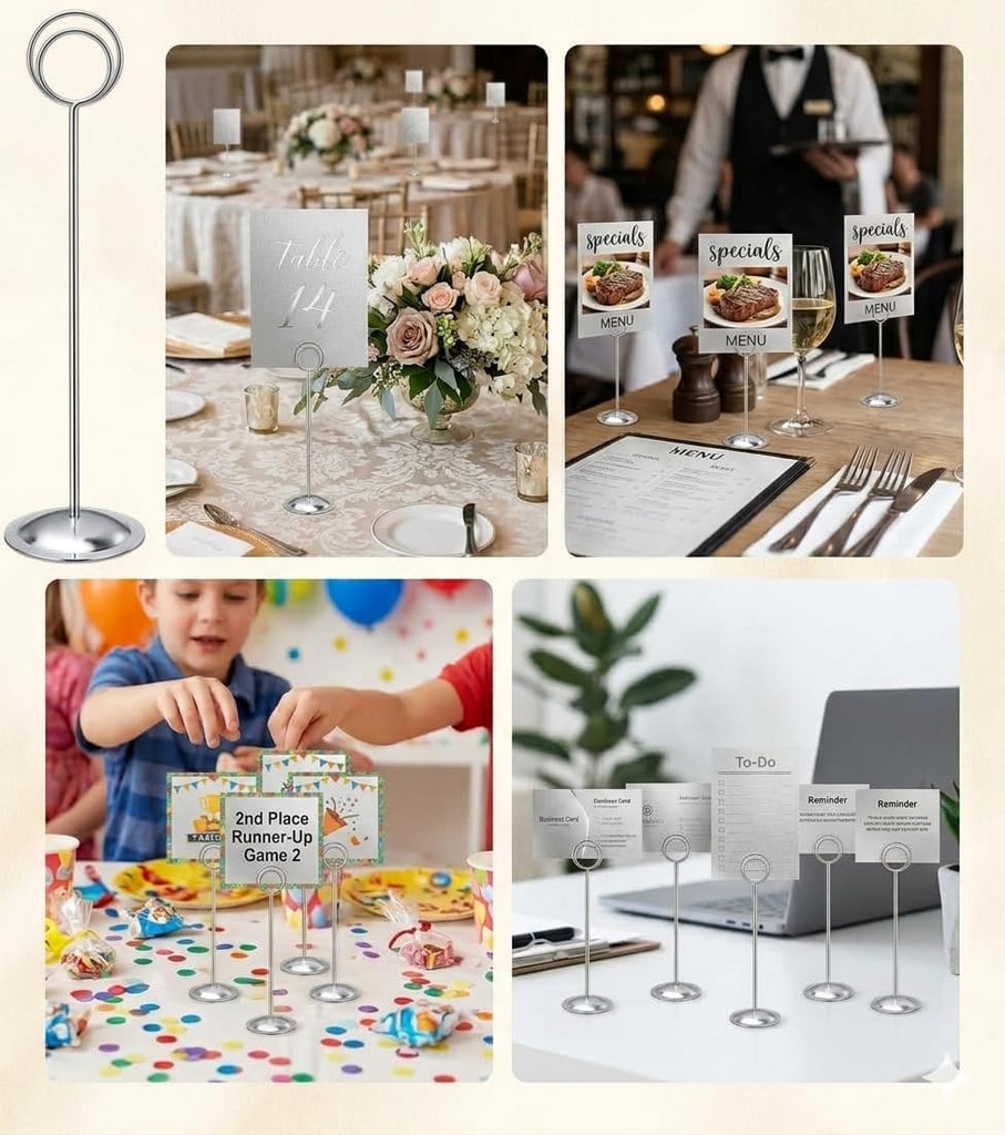 Silver Table Number Holders, 12 Pack, 12", Wedding Place Card Stands