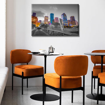 Houston City Landscape Wall Texas Cityscape Black and White Wall Houston Skyline Bathroom Wall Decor American