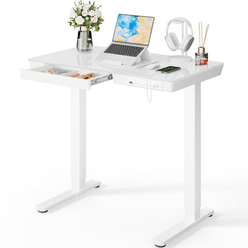 Glass Standing Desk, 35 x 20 Inch Small Sit Stand Desk