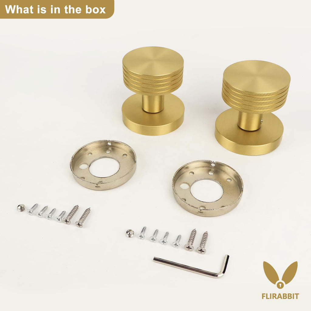 Knurled Solid Brass Non-Turning Dummy Door Knob, 2 Pack
