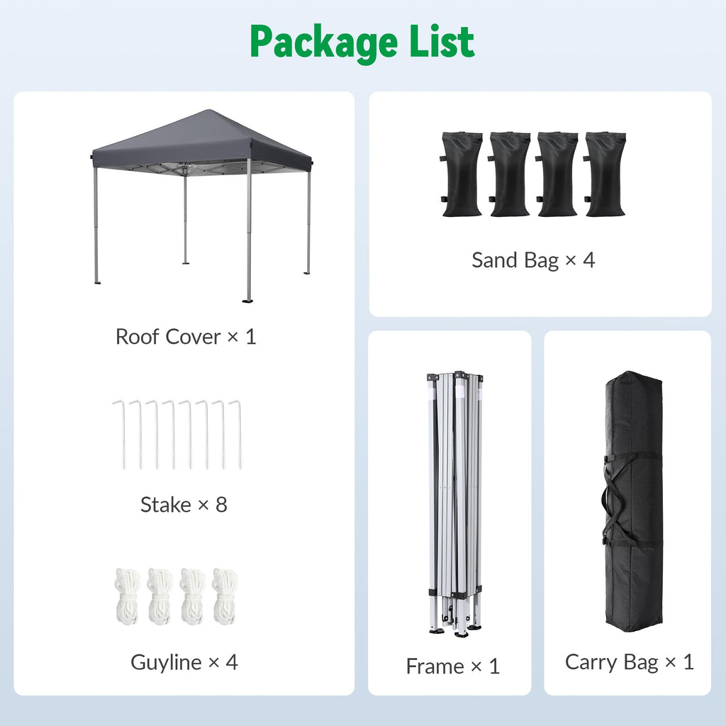 10x10 Pop Up Canopy Tent One-Push Center Lock, Portable Shelter