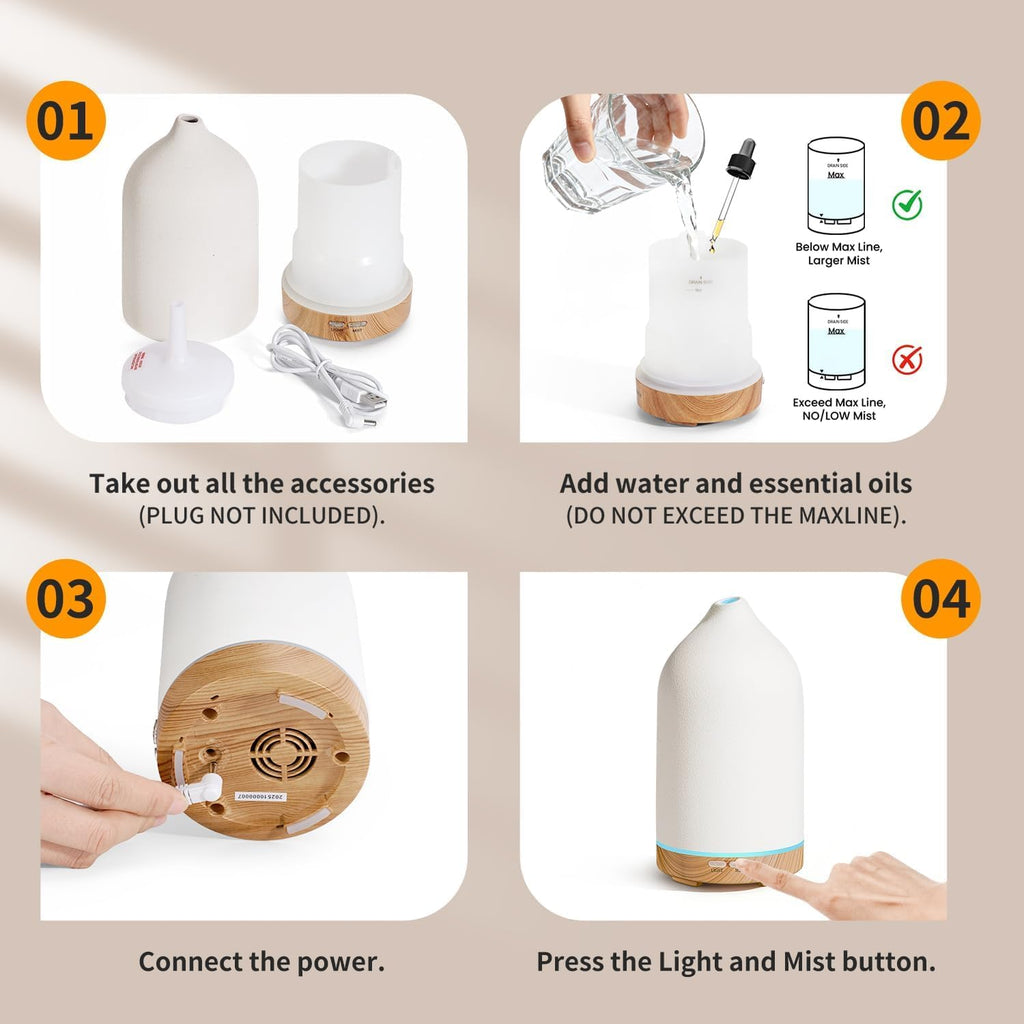 180mL Ceramic Essential Oil Diffuser Aromatherapy Diffuser