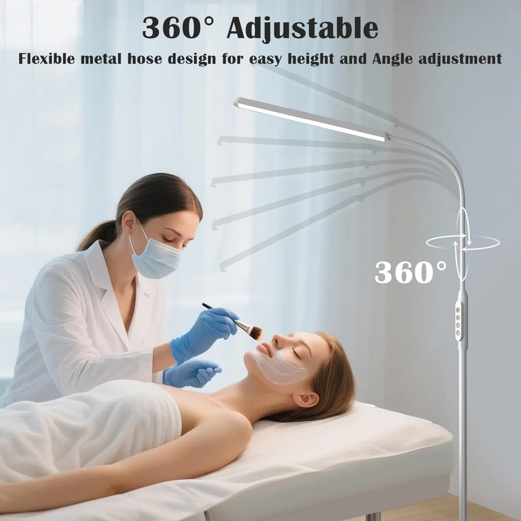 Bright LED Eye-Protecting Reading Floor Lamps with Touch and Remote Dimming 3000-6000k for Eyelash Manicure Craft