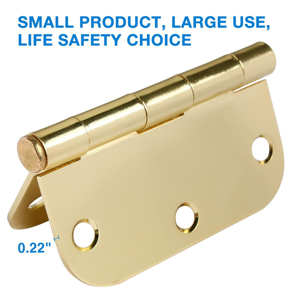Rounded Door Hinges 3.5" X 3 1/2 Inch Polished Brass 5/8" 42 Pack