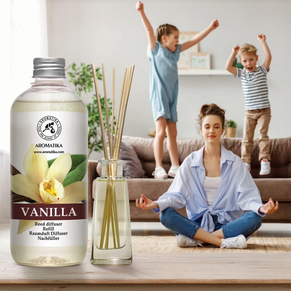 Vanilla Reed Diffuser Refill with Natural Vanilla Essential Oil - 17 Fl Oz - Fresh, Long-Lasting Fragrance - Set of 17