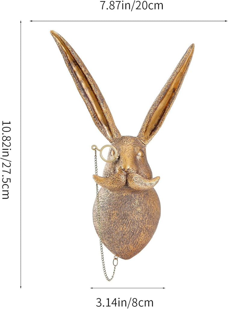 Art Deco Animal Head Wall Sculpture - Brass-Toned Resin