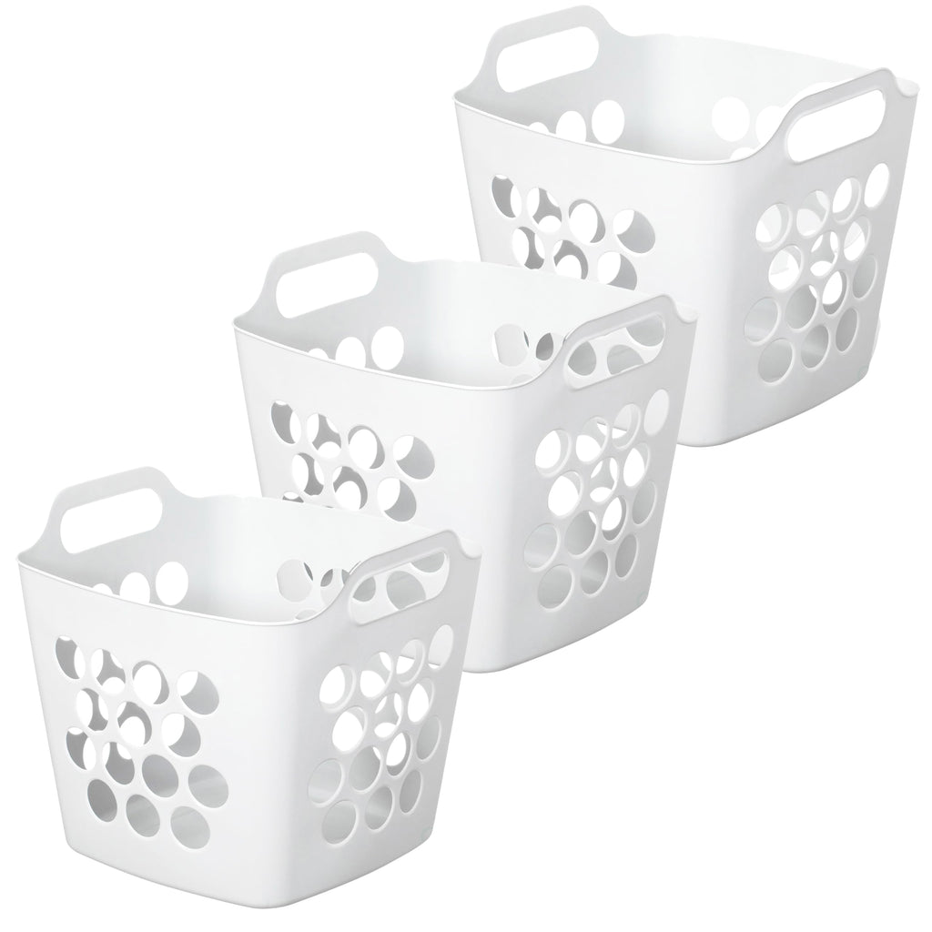 Set of 3 Flexible Plastic Laundry Baskets with Side Handles Lightweight & Spacious Design Durable Household Clothes