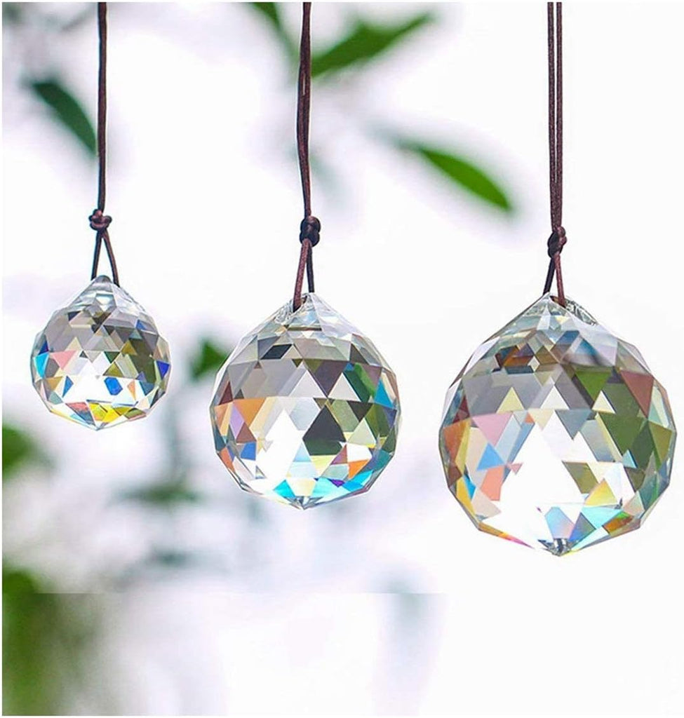 3 Pcs 20/30/40mm Crystal Ball Prism Suncatcher Chandelier Decor - Clear Crystal Ball Prism Suncatcher Set of 3 20mm