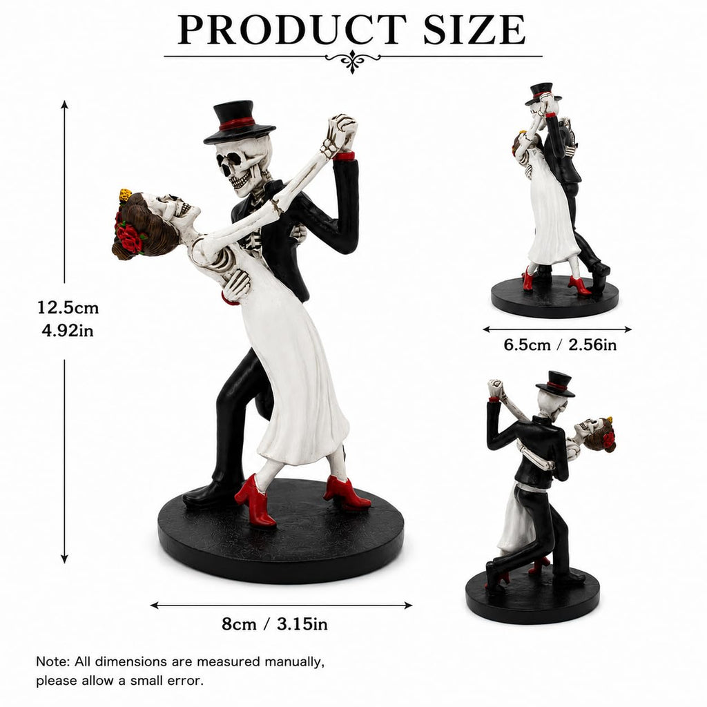 Skeleton Couple Dancing Figurine, Resin Bride and Groom Skeleton Statue, Gothic Halloween Tabletop Decor, Day of the