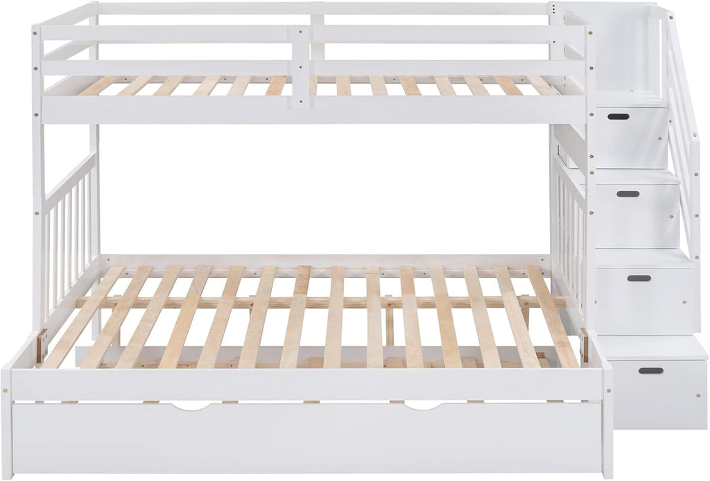 Stairway Twin Over Full Bunk Bed with Twin Trundle and Drawers