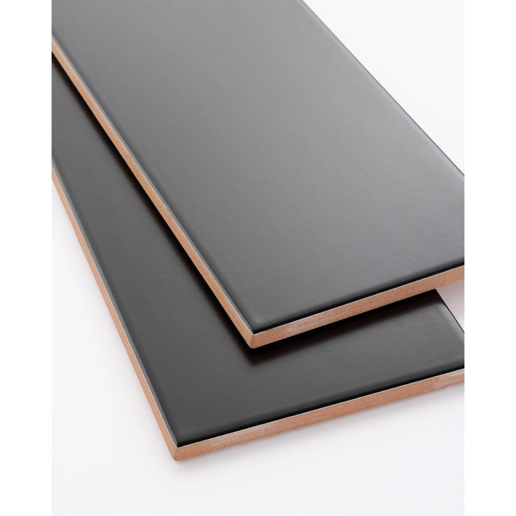 Black Matte Ceramic Subway Tile 4x12 in Backsplash Bathroom Wall Shower Fireplace Accent Modern Interior Smooth