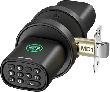 Fingerprint Door Knob Lock with Keypad, Black
