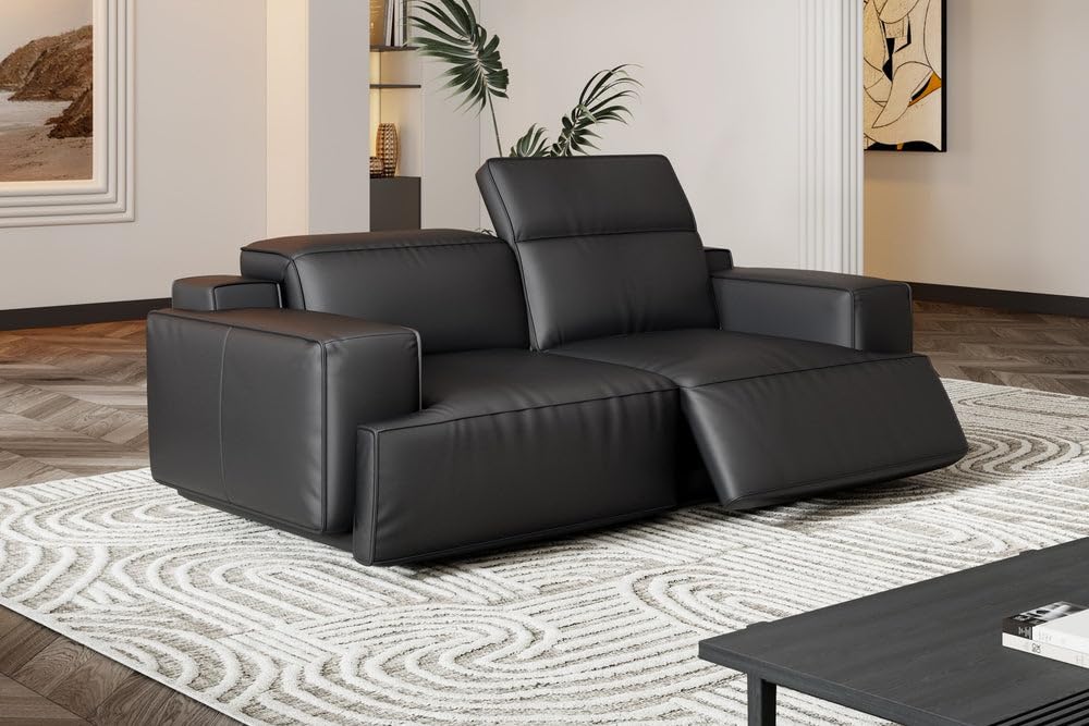 Valentina Leather Loveseat Recliner Couch Adjustable Headrest Power Recliner Sofa - Premium Nappa 11000 Leather