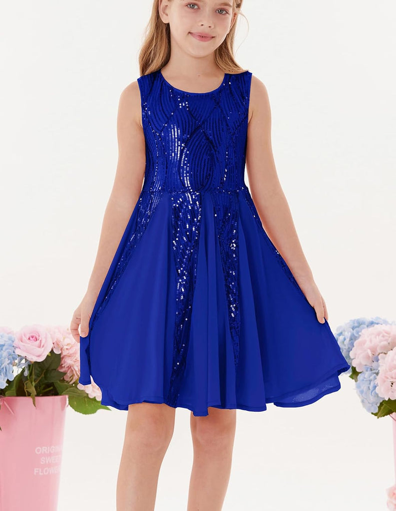 Dress for Girls Sparkly Sequin Fancy Party Formal Homecoming Birthday Sleeveless