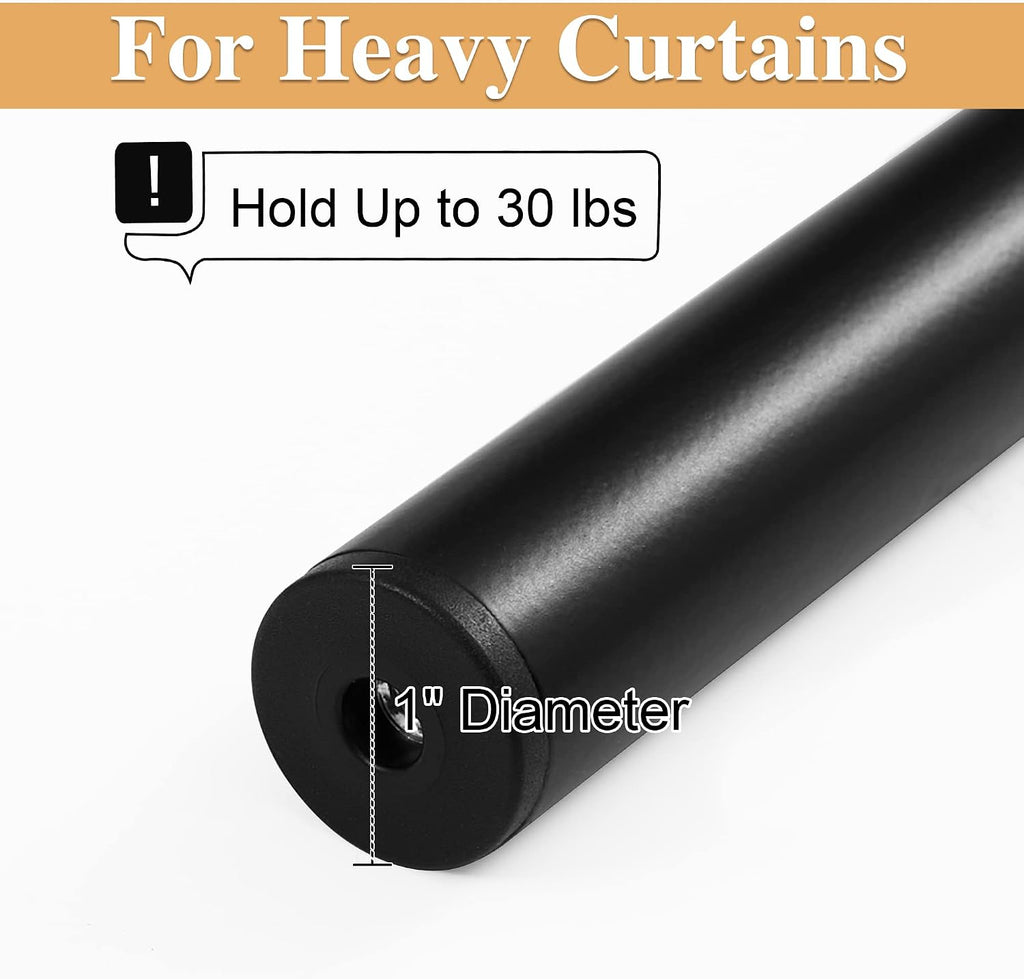 Outdoor Curtain Rod Waterproof Rustproof 1 Inch Heavy Duty | 72-144 inch extra long rod, rust resistant coating
