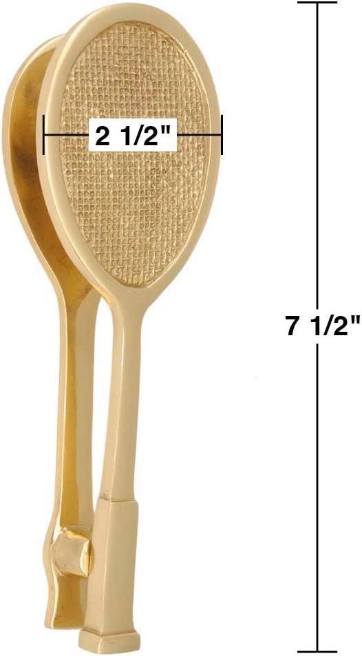 Tennis Racquet Door Knocker Solid Brass Polished Finish 7.5 Inch Decorative Entry Door Hardware