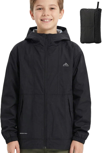 Kids Lightweight Rain Jacket, Packable Rain Windbreaker Boys Girls