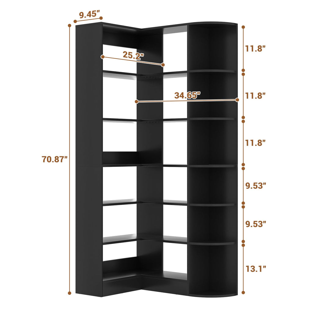 7-Tier Corner Shelf with Edge Protection, Black