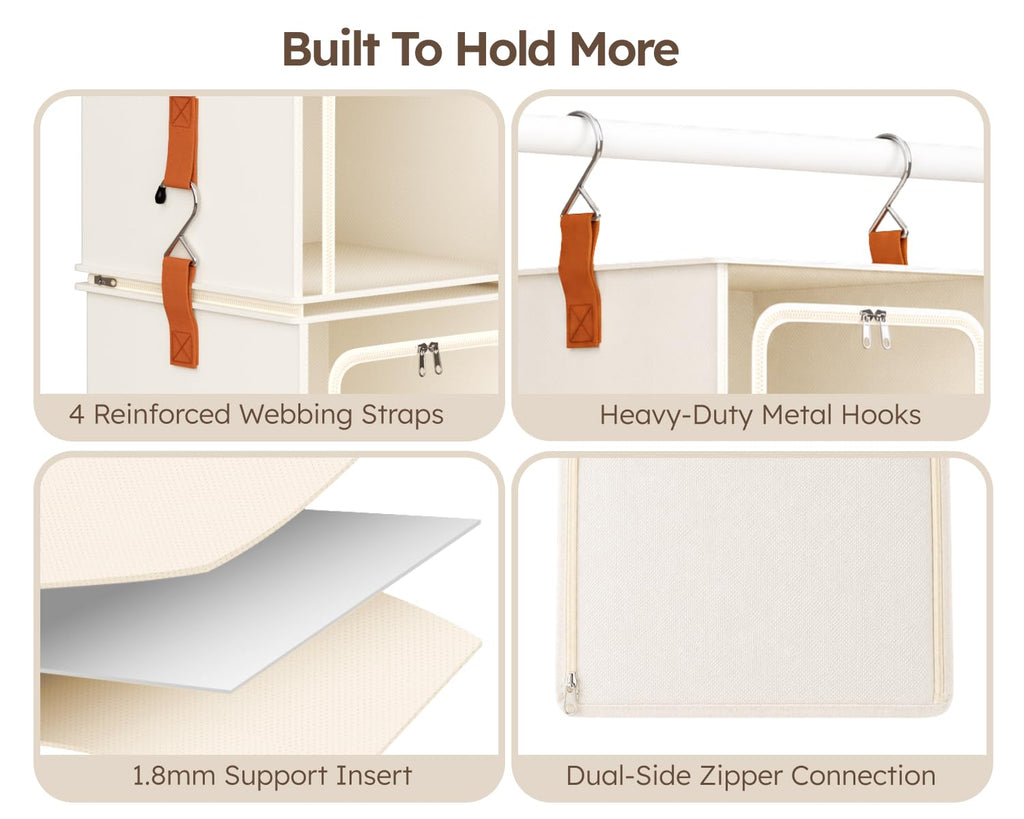 6-Tier Modular Hanging Closet Organizer Shelves, Beige