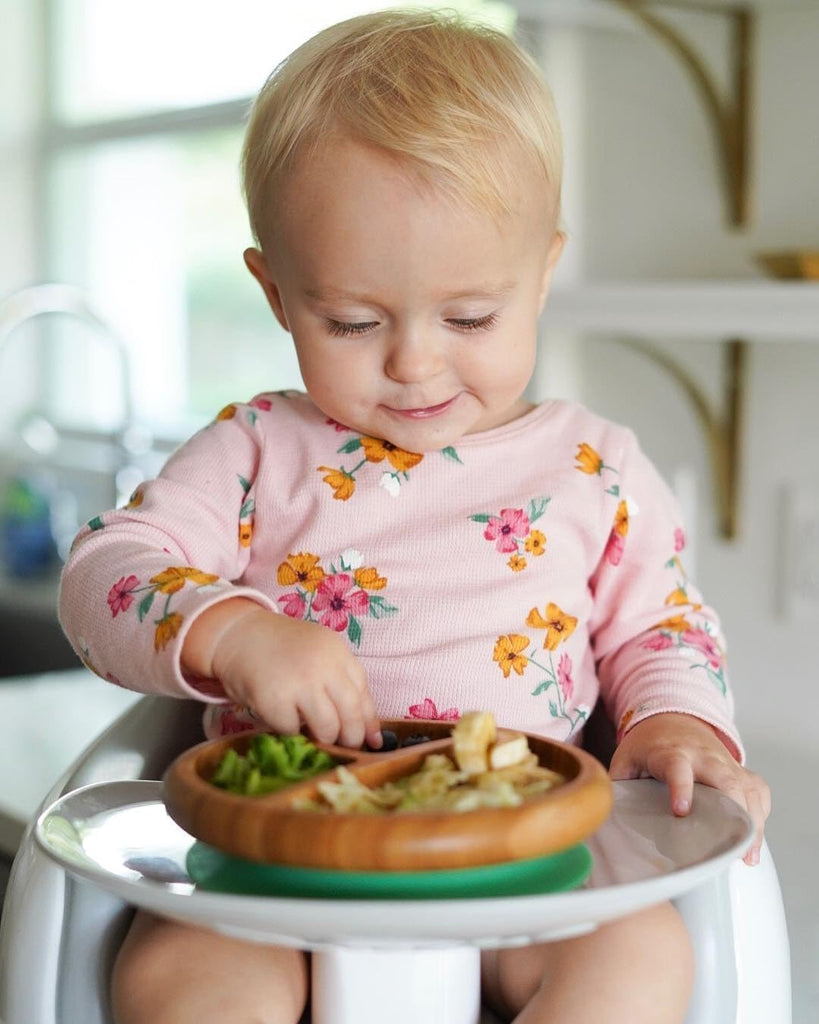 Baby Feeding Set, Bamboo Suction Plate, Bowl & 2 Spoons, Blue