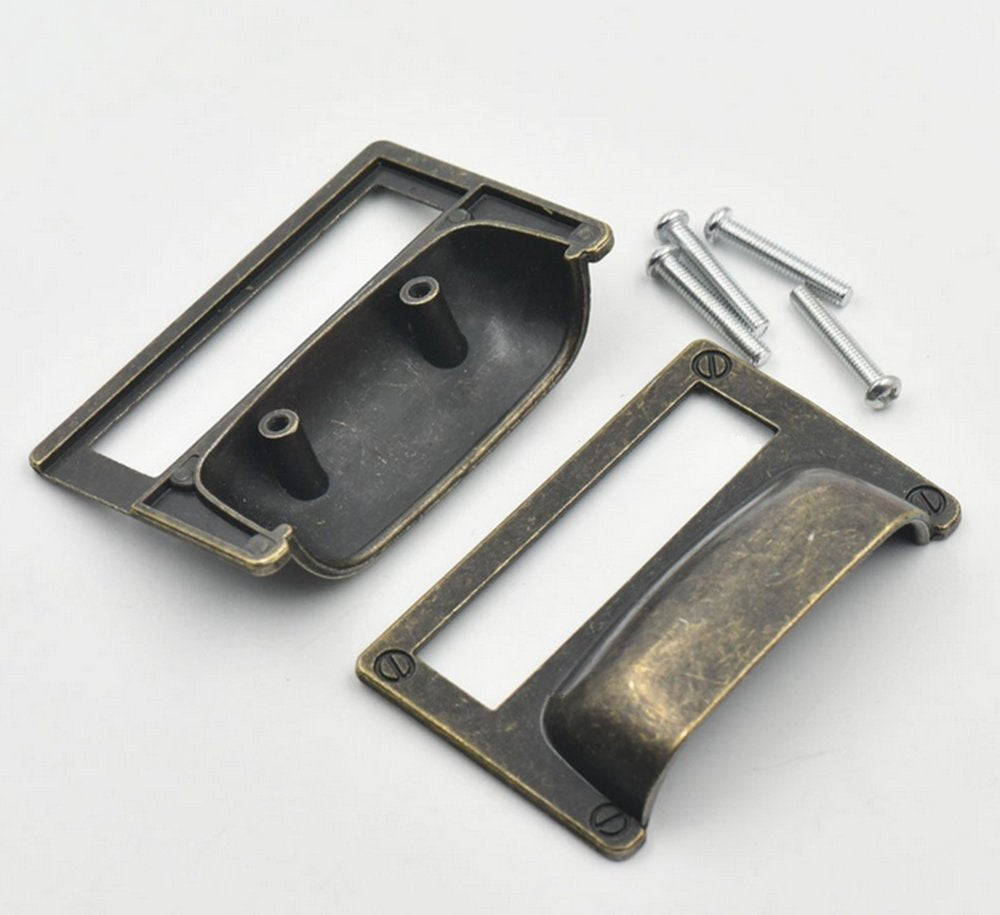 6 Pack Apothecary Card Catalog Drawer Pulls with Label Holder