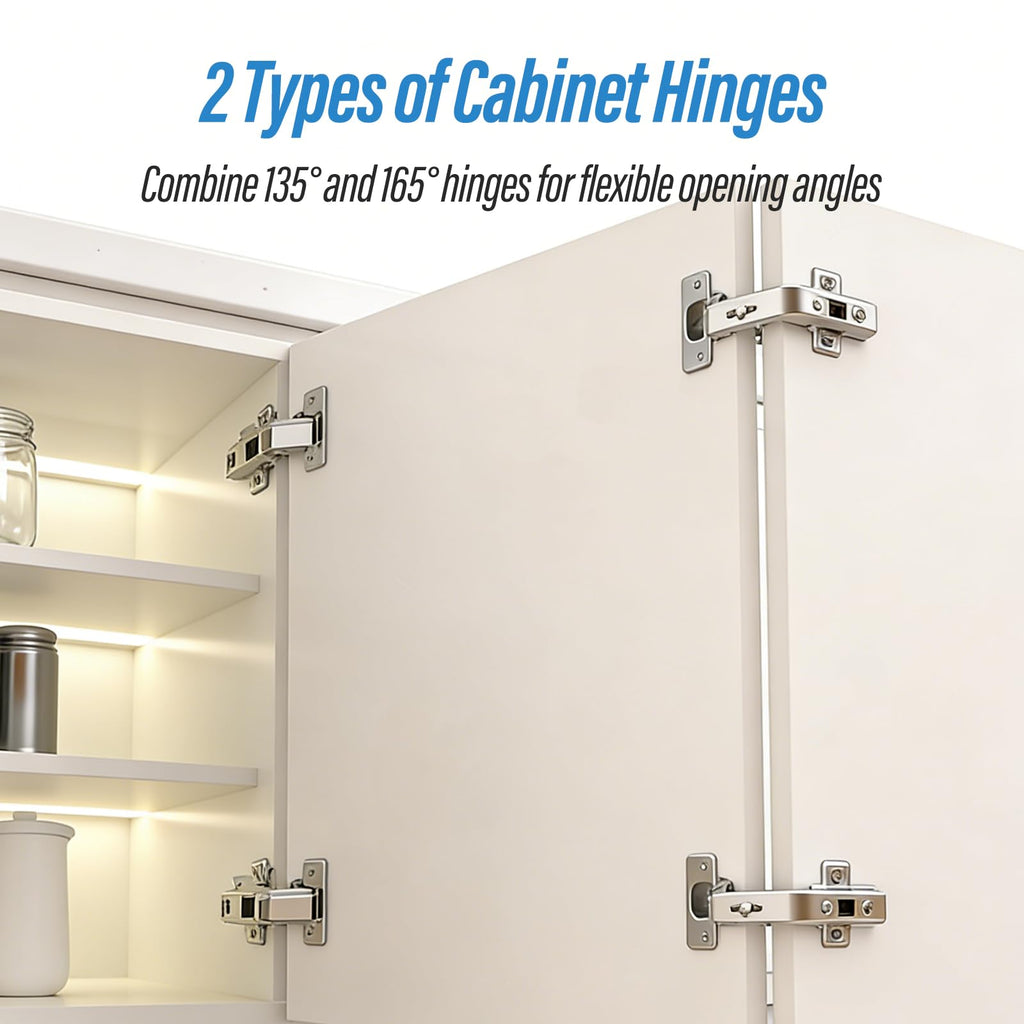 4 Pack Soft Close Hinges Hidden Lazy Susan Cabinet 165 & 135 Degree