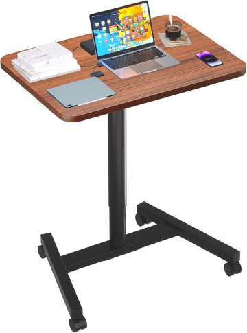 28-Inch Mobile Standing Desk, Adjustable Computer Desk, Portable Standing Desk with Lockable Wheels, Rolling Table