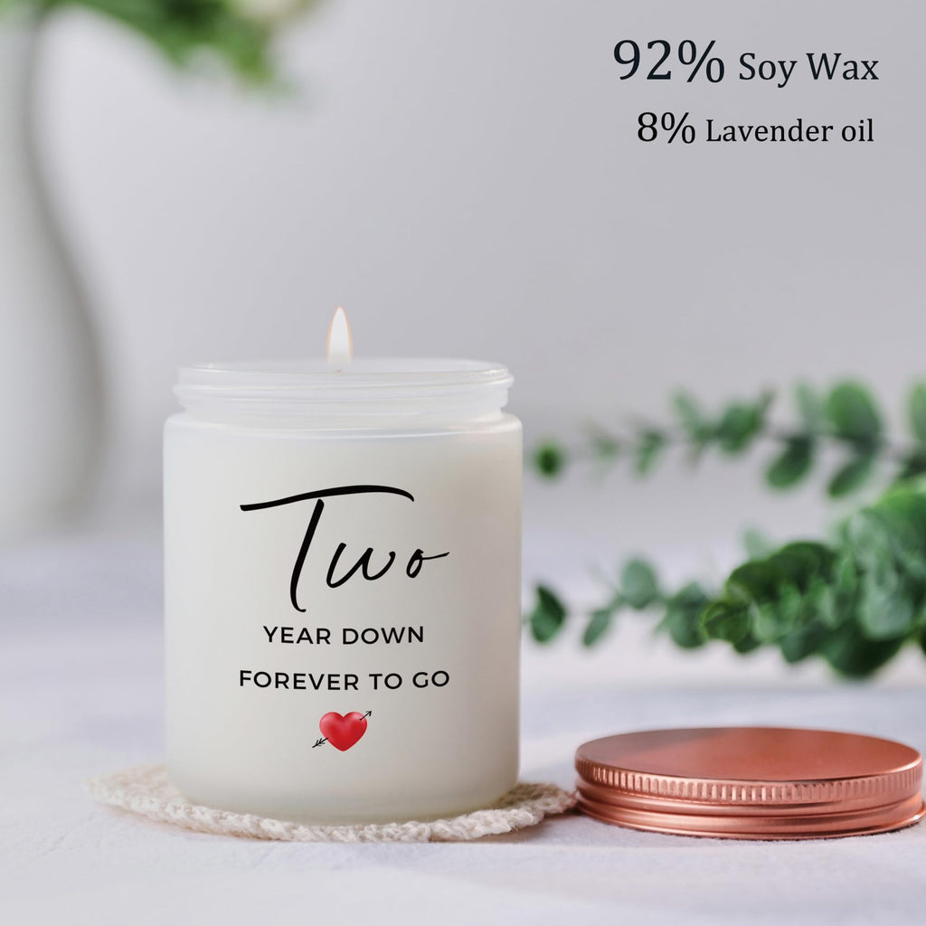 2 Year, 2nd, Two Year, Second Anniversary Candles Gifts for Him Her Couple- Best Happy Cotton Girlfriend Boyfriend