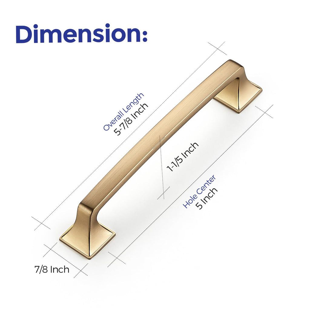 Champagne Bronze Square Foot Arch Cabinet Pulls 5 Inch 1 Pack
